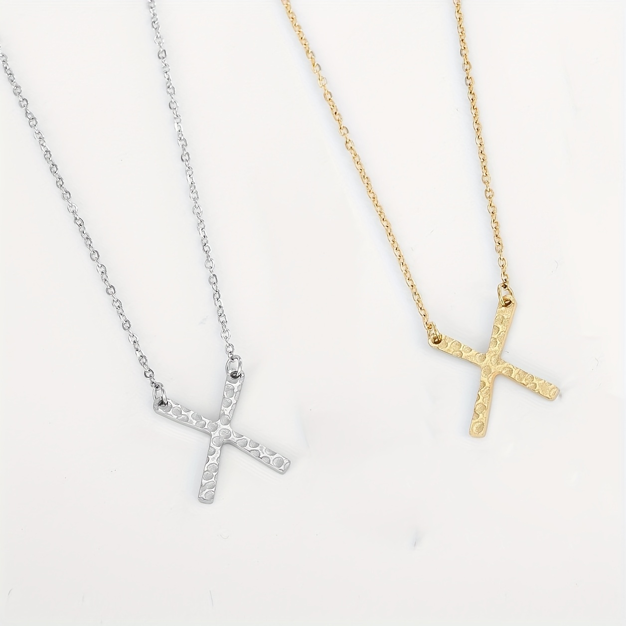 Women's Stainless Steel X Pendant Necklace